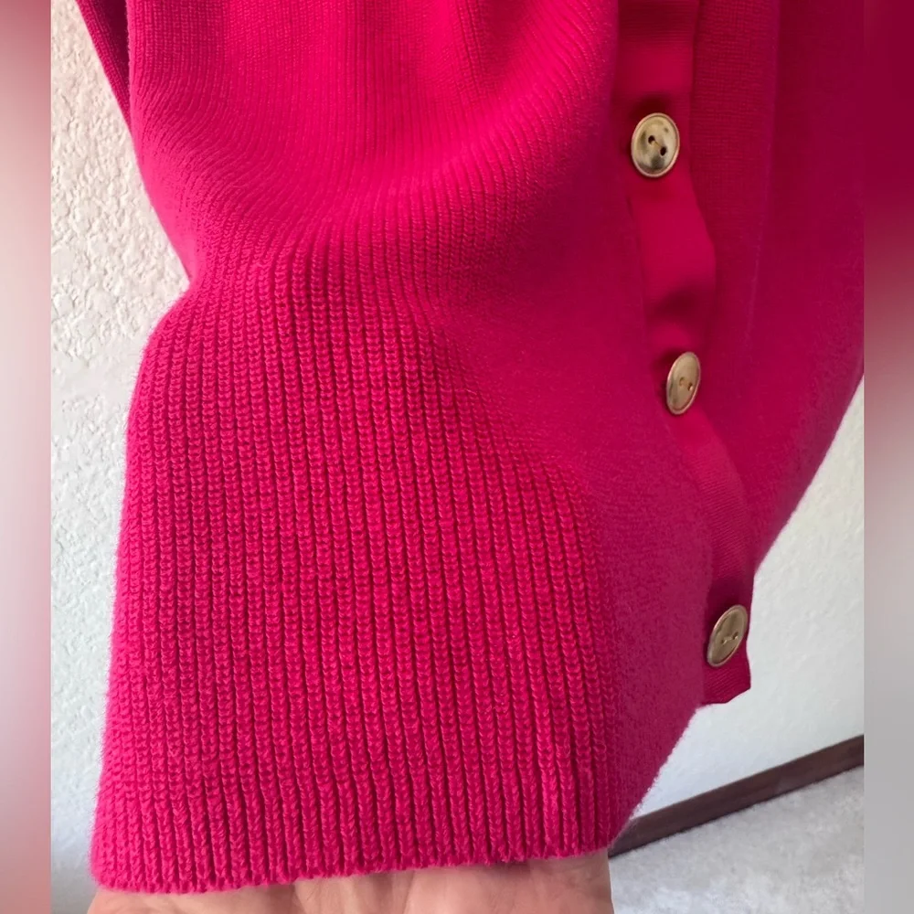 Talbots Pink Fuschia Button-Up Cardigan Size Large Gold Buttons - Picture 6 of 8